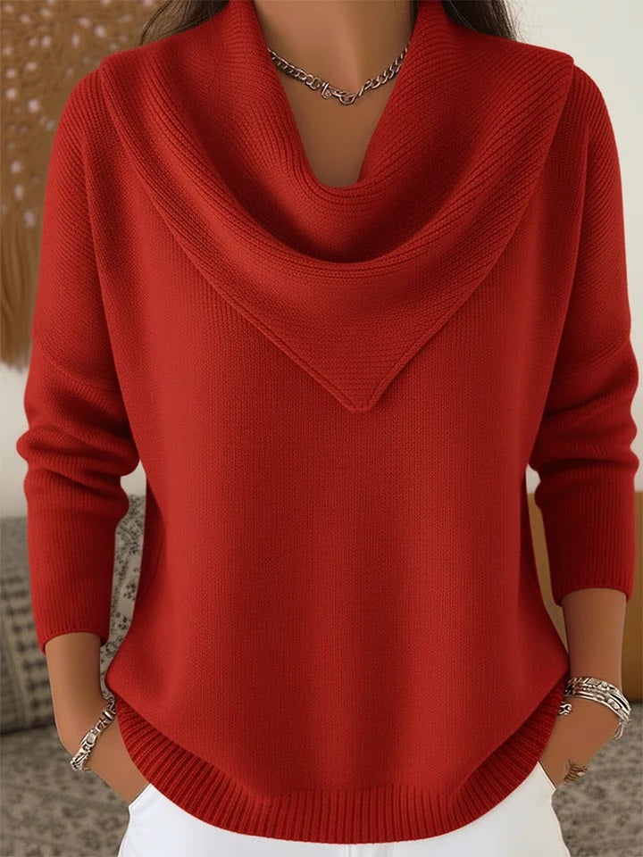 CLEARANCE SALE🔥 Elegant Retro Soft Triangle Neck Solid Color Sweater Top