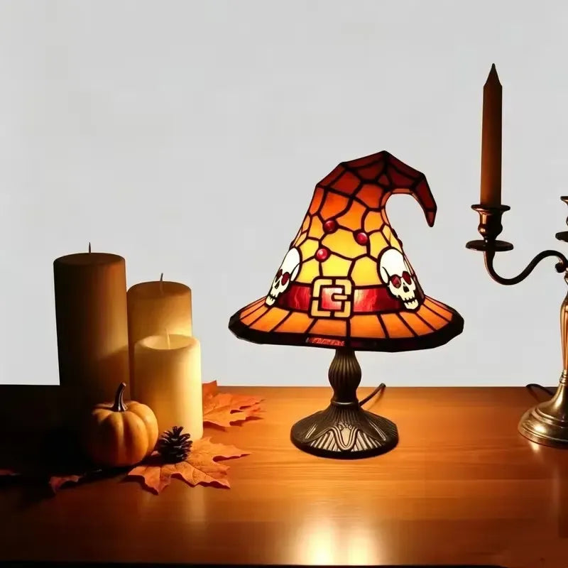 👻Spooky Glow Tiffany Lamp Pumpkin Ghost Bat Halloween Desk Light