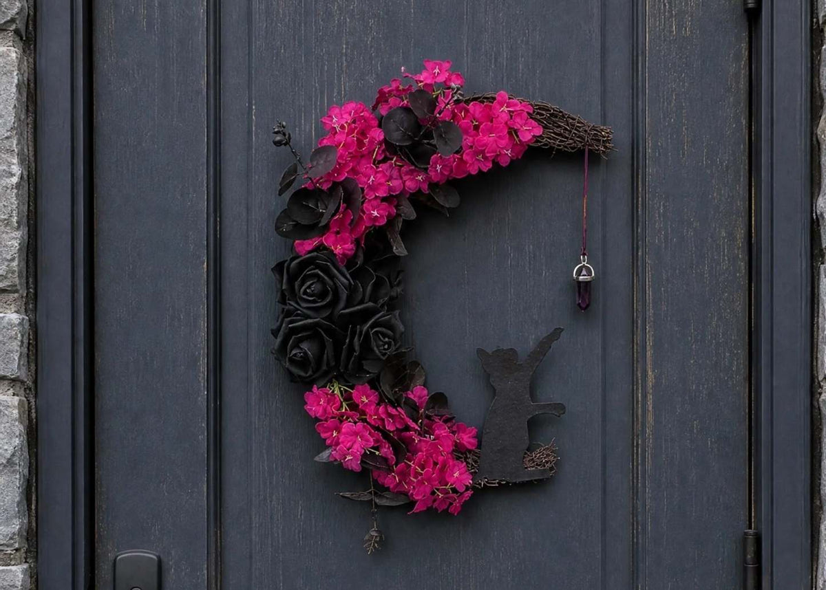 🔥Last Day 49% OFF - 🐈‍⬛🌙Handmade Halloween Cat Wreath(📦Buy 2 Free Shipping)