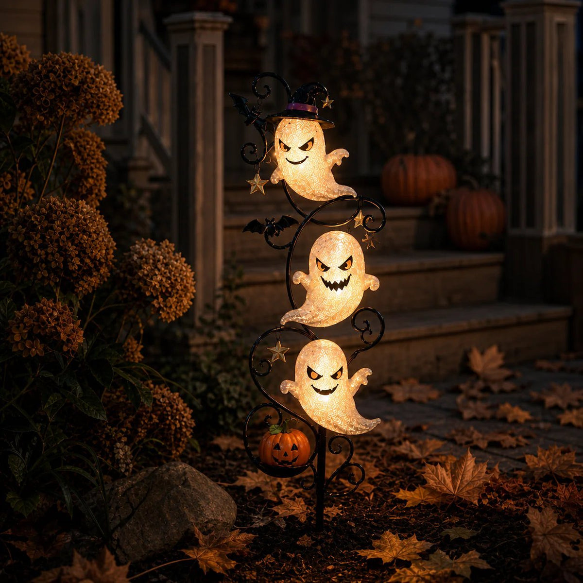 Solar-Powered Little Ghost Garden Stake Light | Whimsical Halloween Outdoor Decor |
