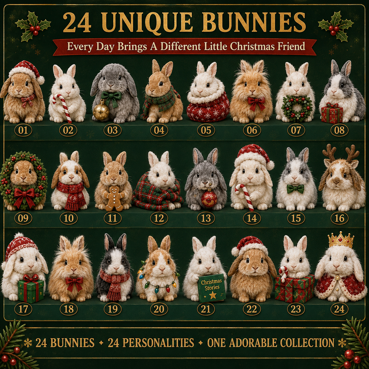 🎁🐇24 Days Bunny Acrylic Ornament Advent Calendar