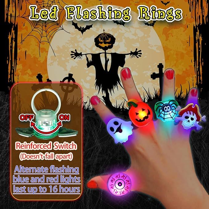 💍✨50-Pack of Spooky LED Rings