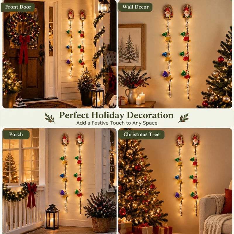 🎄Handmade Climbing Gnome Christmas StringLights, Indoor OutdoorWall Hanging Holiday Decor