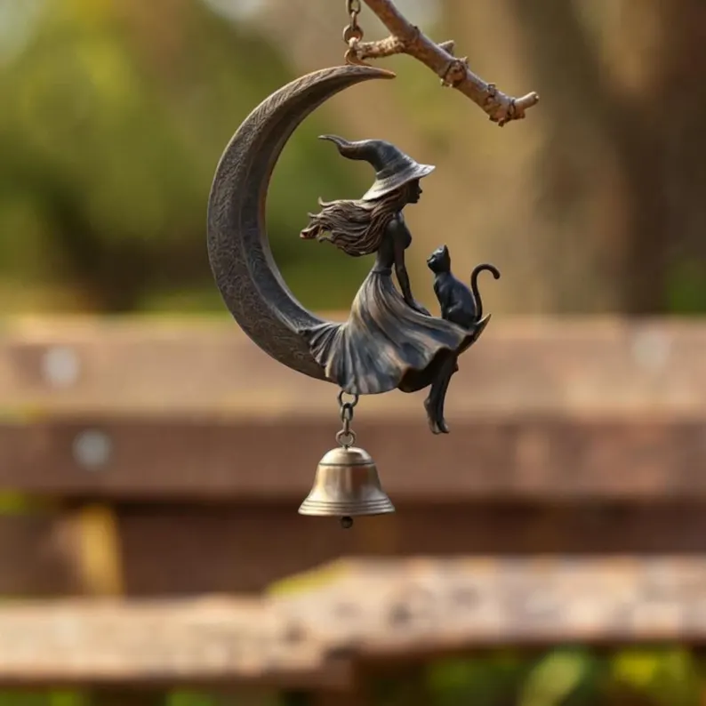 🔥LAST DAY 50% OFF - Witch Moon Black Cat Wind Chime