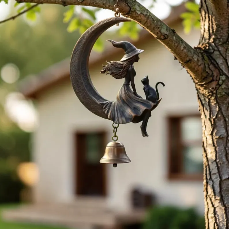 🔥LAST DAY 50% OFF - Witch Moon Black Cat Wind Chime