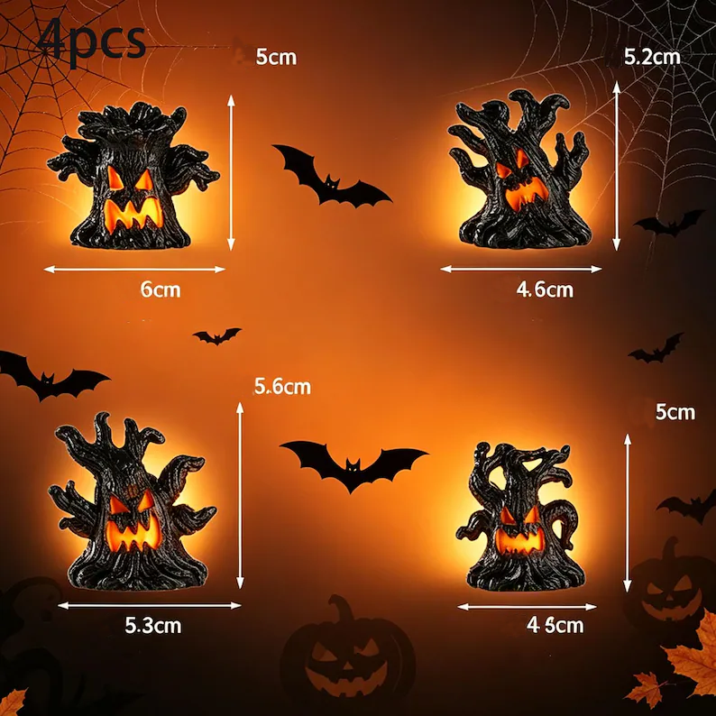 Halloween Haunted Spooky Face Tree Ornaments Light for Home & Party