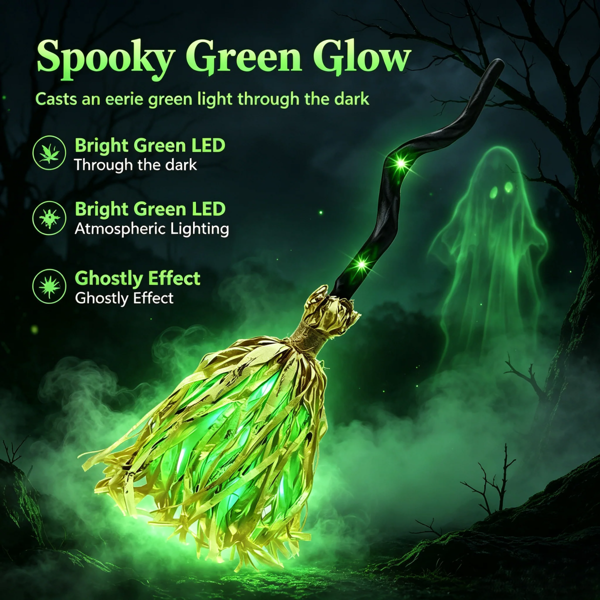 🧹Light-Up Magic Witch's Broom That Moves Automatically And Plays Sound Effects