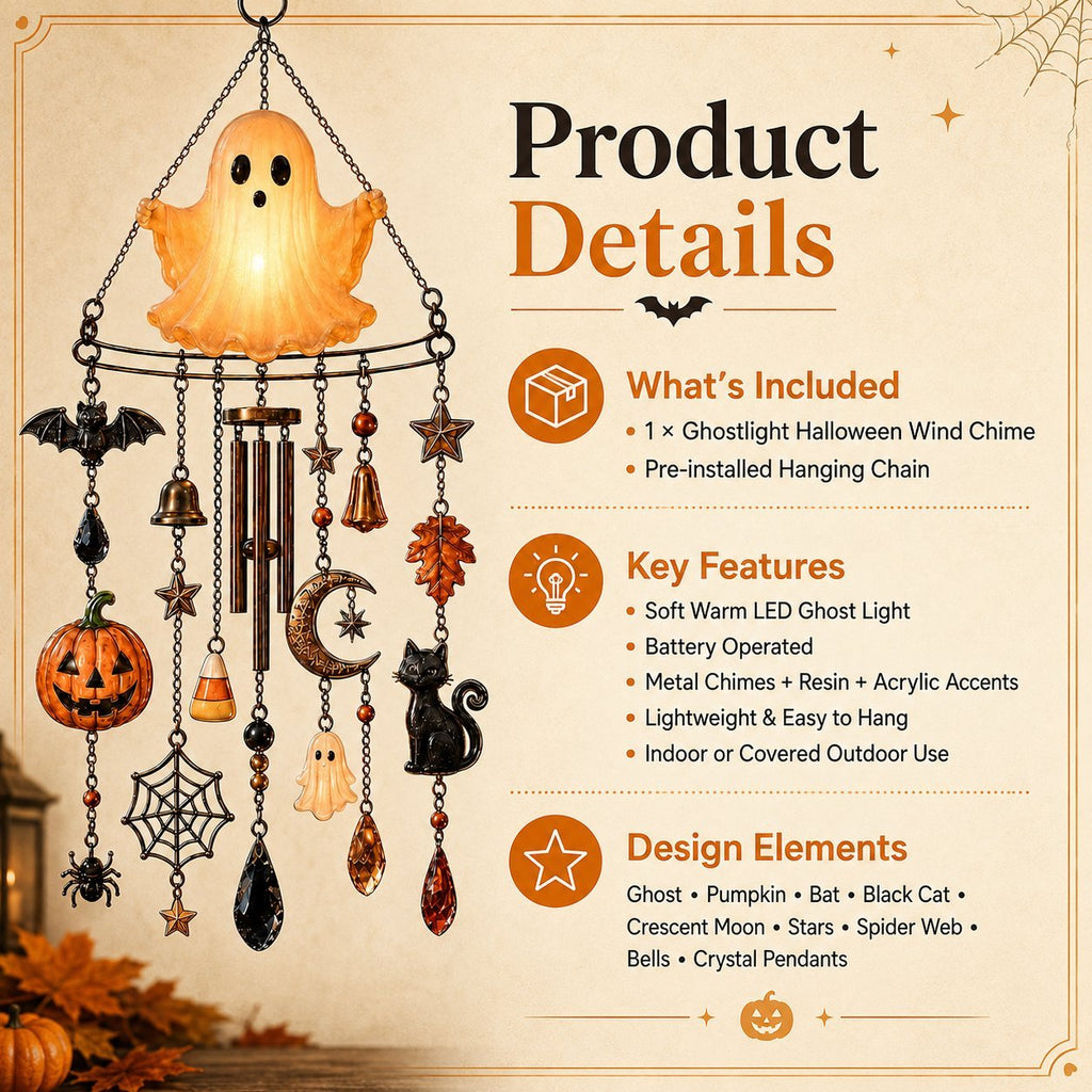 🔥LAST DAY 50% OFF - 👻Halloween Themed Haunted Glow Ghost Wind Chime
