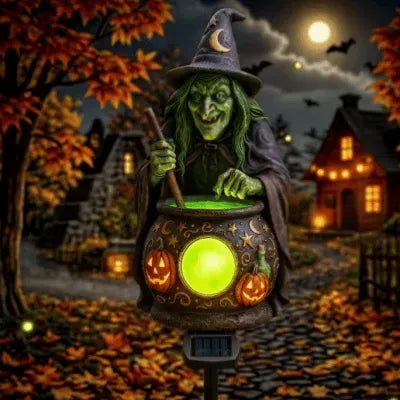 💥🏆Halloween Solar Witch Cauldron Garden Stake Light