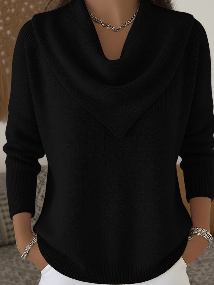 CLEARANCE SALE🔥 Elegant Retro Soft Triangle Neck Solid Color Sweater Top