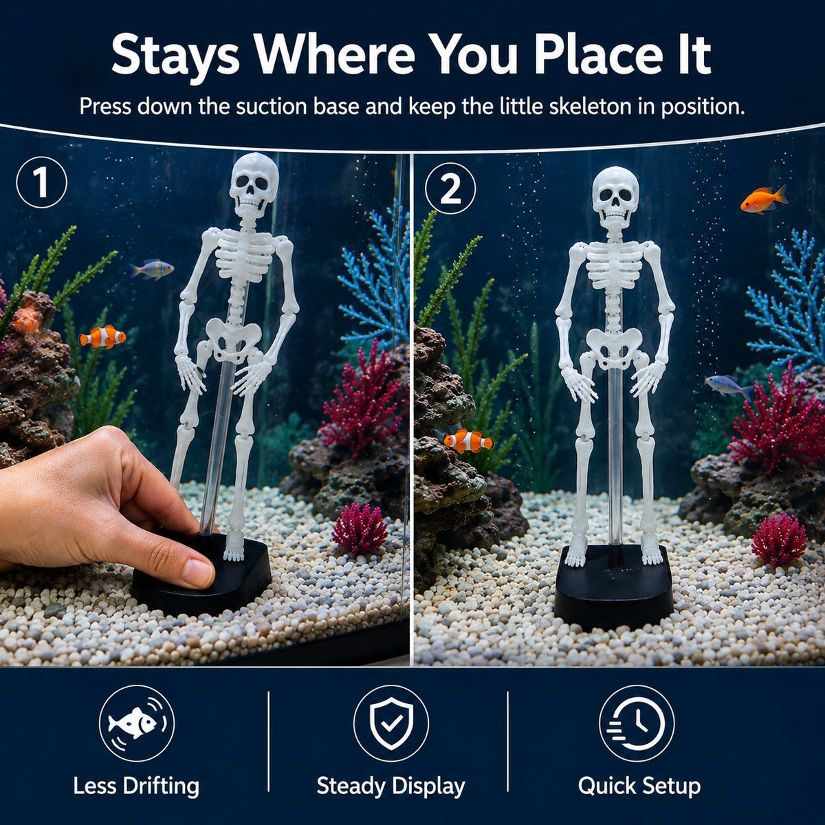 White Underwater Dancing Skeleton Bath Toy With Suction Base