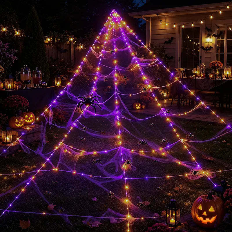 🎃Spooky Season Outdoor Spider Web Lights