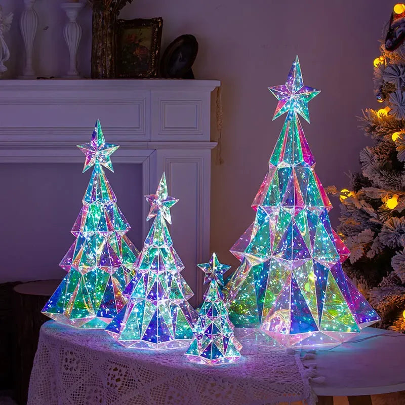 🎅 Early Christmas Sale 🎅✨3D Prismatic Iridescent Holographic Christmas Tree with LED Lights