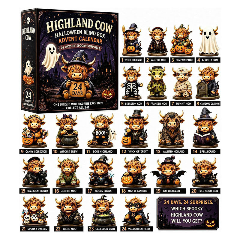 🔥49% Off Last Day - 🐮24 Days of Spooky Highland Cow Advent Calendar 2026