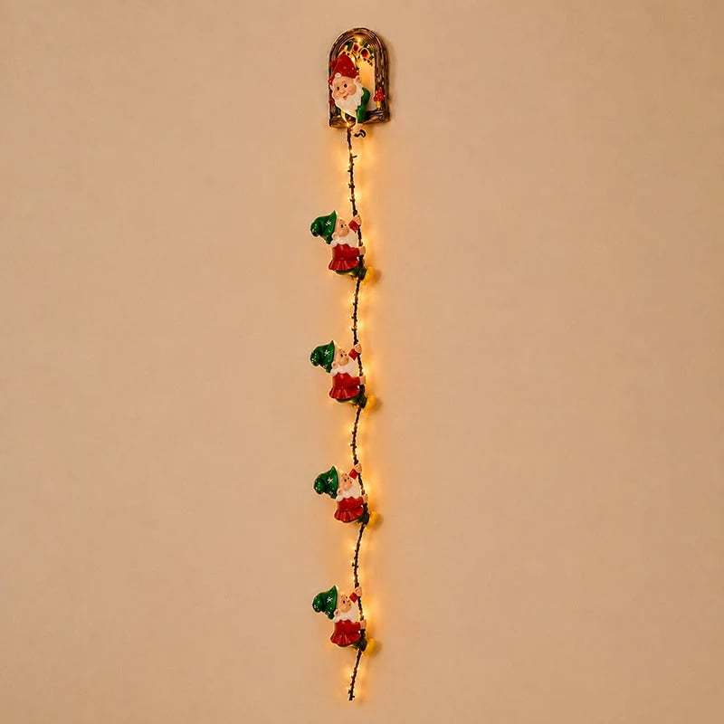 🎄Handmade Climbing Gnome Christmas StringLights, Indoor OutdoorWall Hanging Holiday Decor