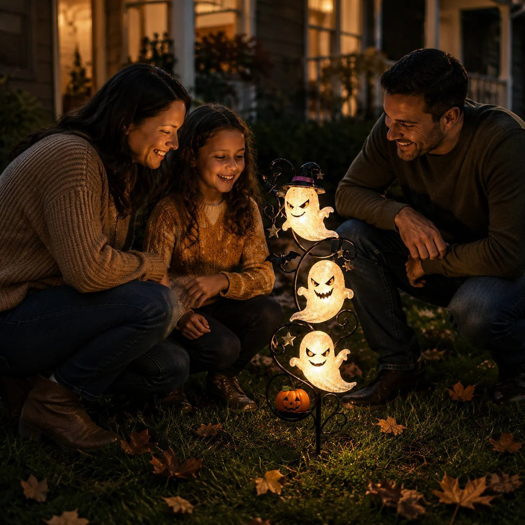 Solar-Powered Little Ghost Garden Stake Light | Whimsical Halloween Outdoor Decor |