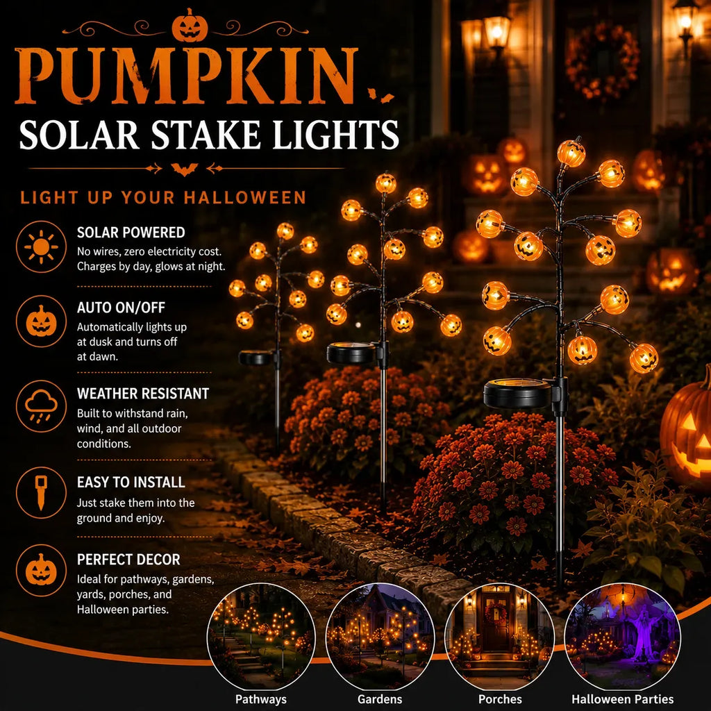 🎃 Last Day 50% OFF – Solar Pumpkin Stake Lights for a Spooky Halloween Yard 👻