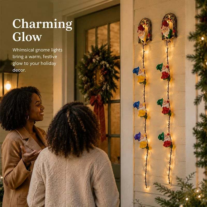 🎄Handmade Climbing Gnome Christmas StringLights, Indoor OutdoorWall Hanging Holiday Decor