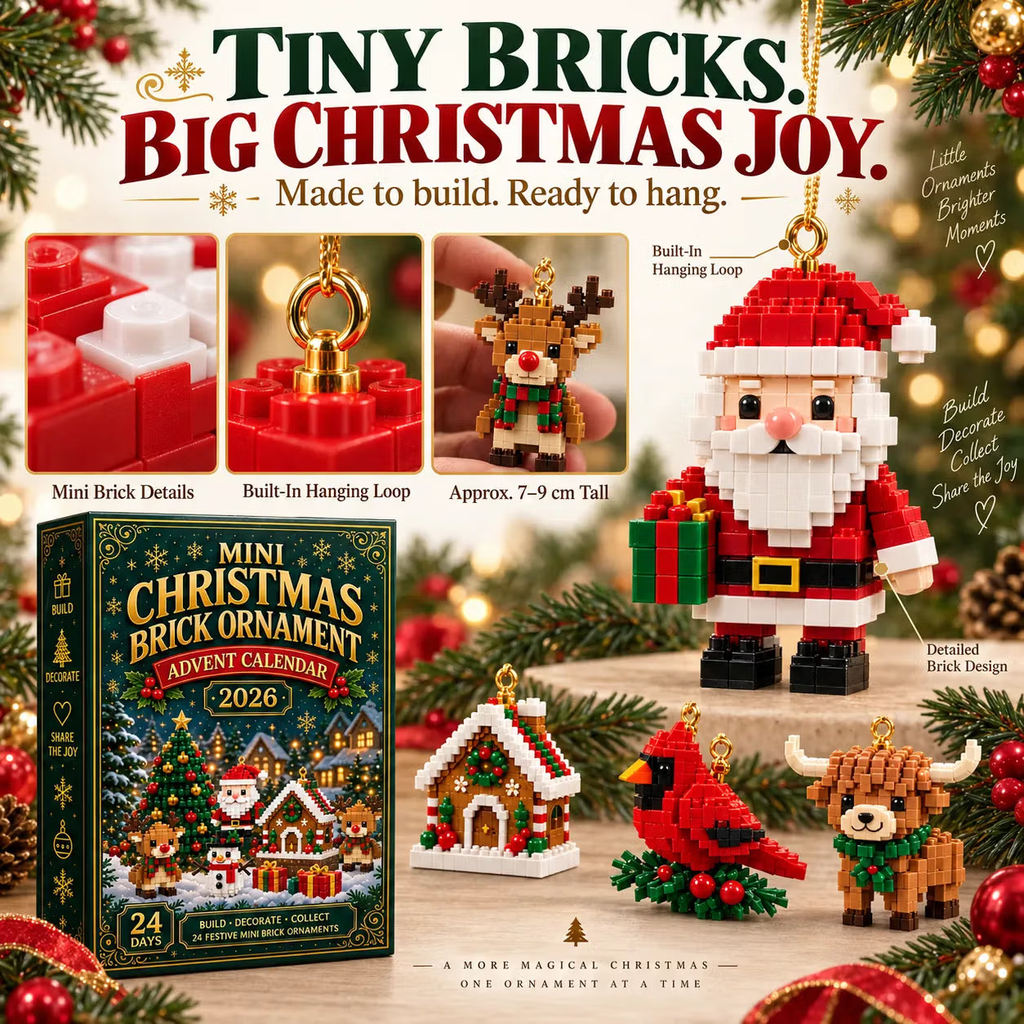 🎄 24-Day Mini Christmas Ornament Advent Calendar | 24 unique festive buildable designs with hanging loops—perfect for decorating Christmas trees, wreaths, and holiday displays 🧱