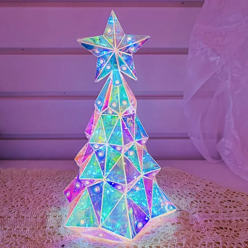 🎅 Early Christmas Sale 🎅✨3D Prismatic Iridescent Holographic Christmas Tree with LED Lights