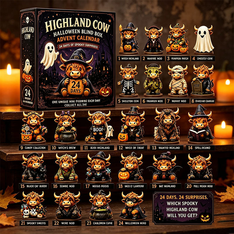 🔥49% Off Last Day - 🐮24 Days of Spooky Highland Cow Advent Calendar 2026