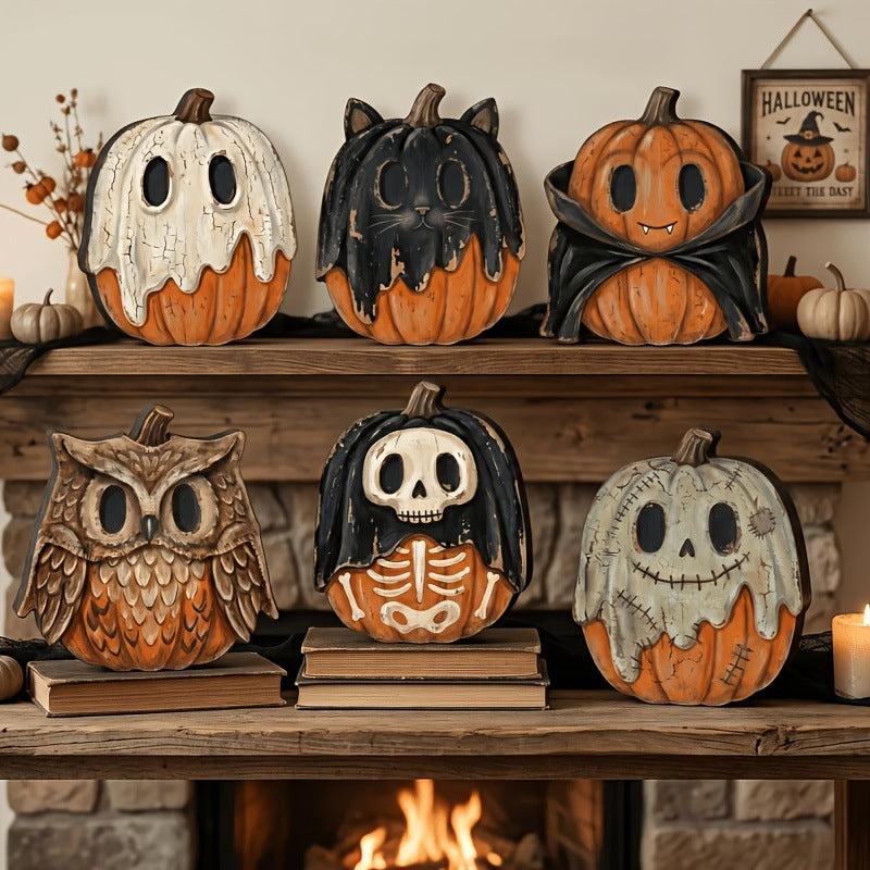 🎁Vintage Halloween Spooky Cute Wooden Shelf Sitters