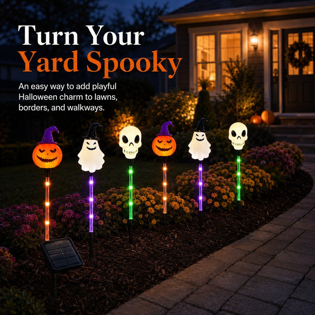 🎃 Halloween Solar Character Pathway Lights – 6-Piece Set