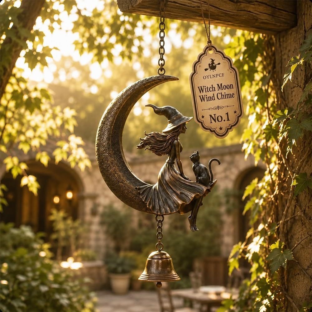 🔥LAST DAY 50% OFF - Witch Moon Black Cat Wind Chime