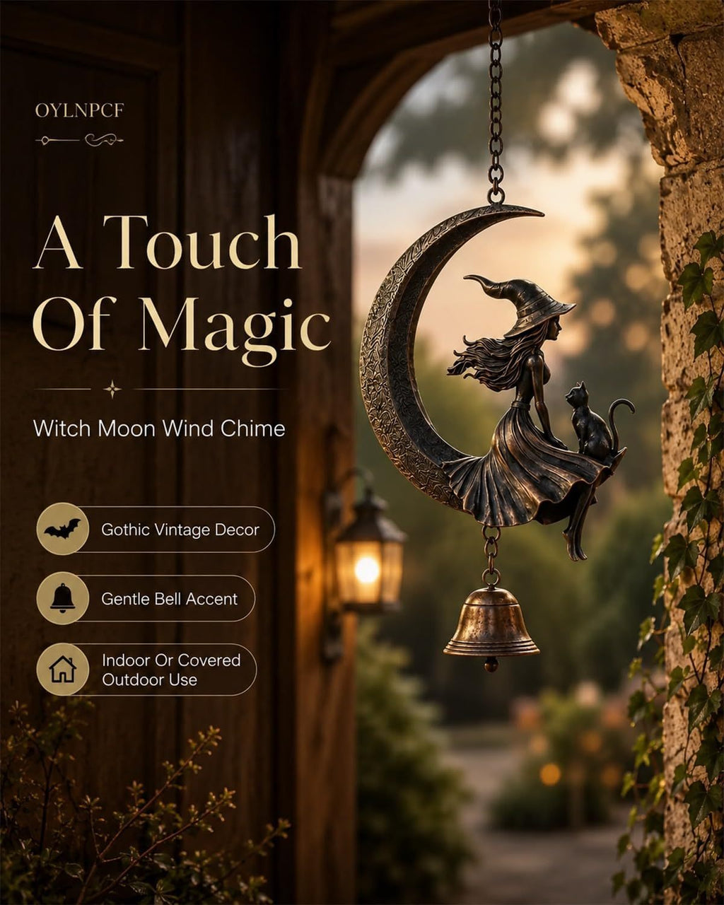 🔥LAST DAY 50% OFF - Witch Moon Black Cat Wind Chime