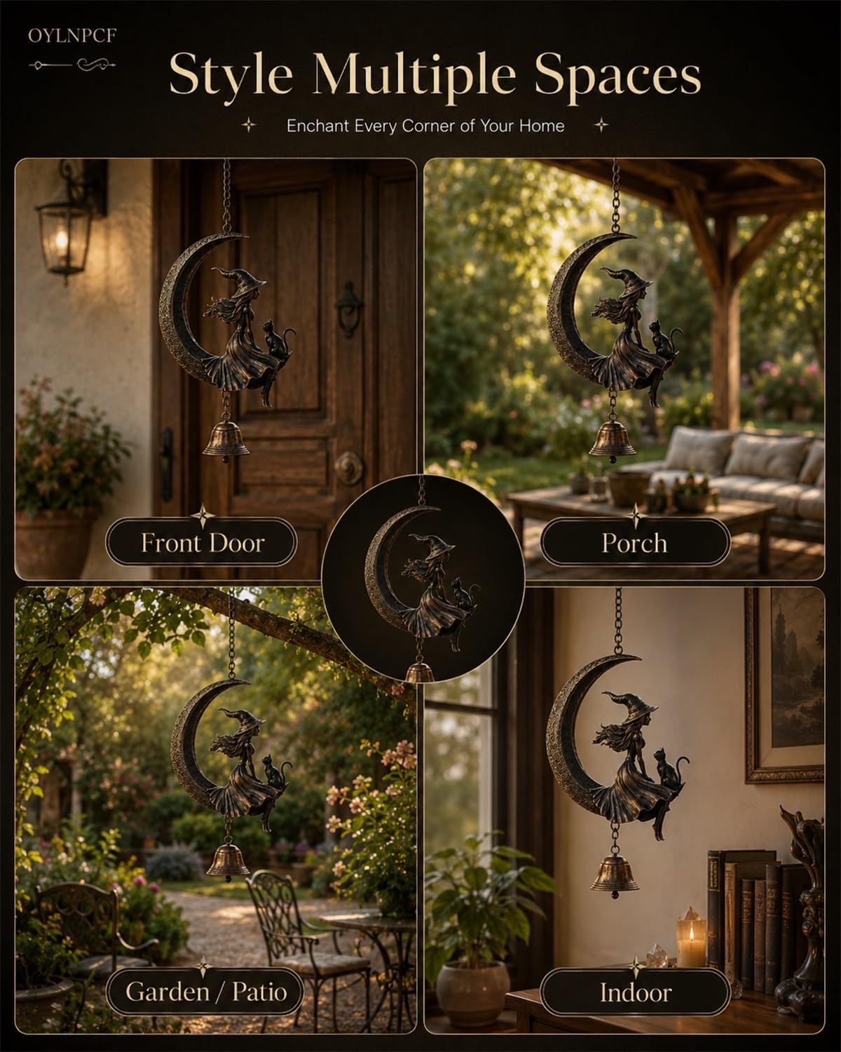 🔥LAST DAY 50% OFF - Witch Moon Black Cat Wind Chime