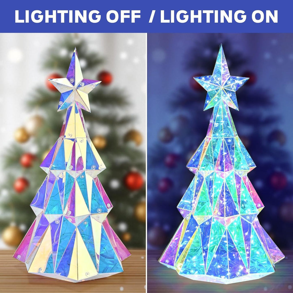 🎅 Early Christmas Sale 🎅✨3D Prismatic Iridescent Holographic Christmas Tree with LED Lights
