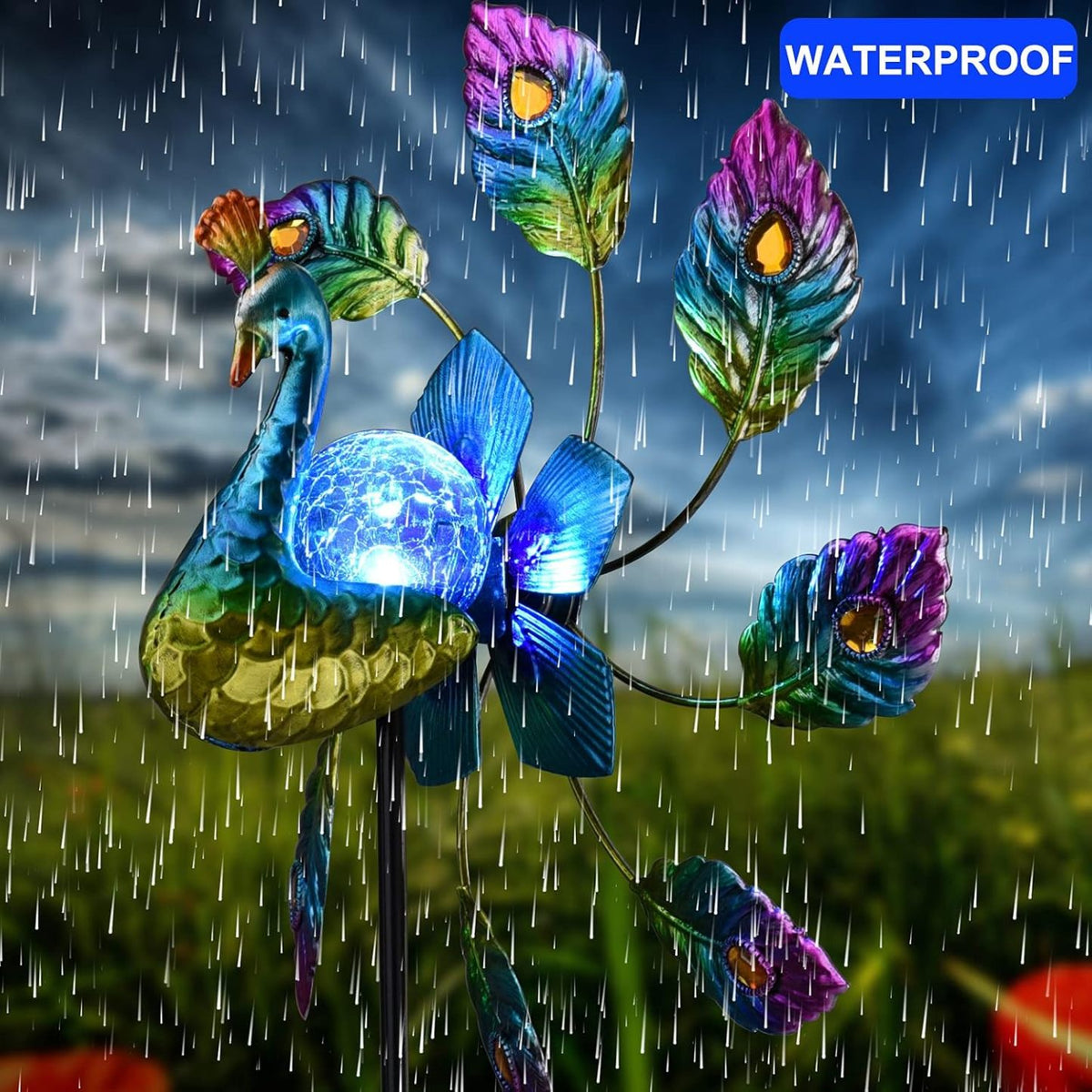 🔥Hot Sale🔥Solar Peacock Windmill Light – LED Pathway Light for Lawn, Garden & Outdoor Decor