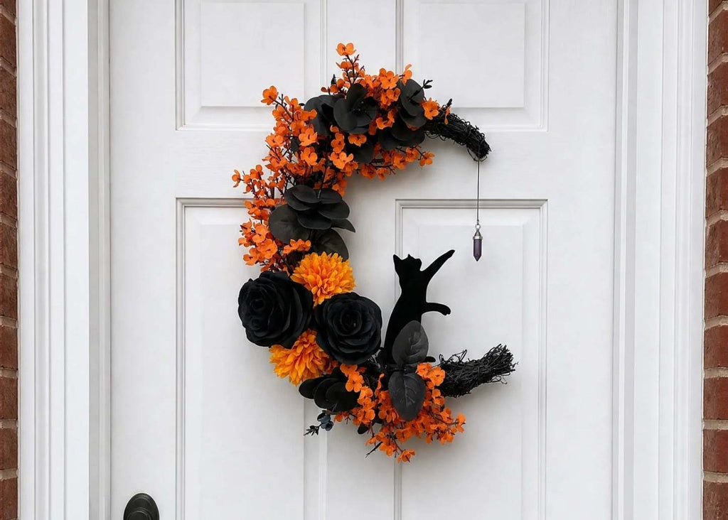 🔥Last Day 49% OFF - 🐈‍⬛🌙Handmade Halloween Cat Wreath(📦Buy 2 Free Shipping)