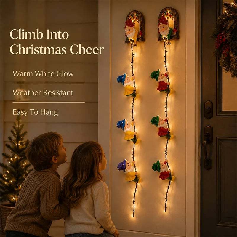 🎄Handmade Climbing Gnome Christmas StringLights, Indoor OutdoorWall Hanging Holiday Decor
