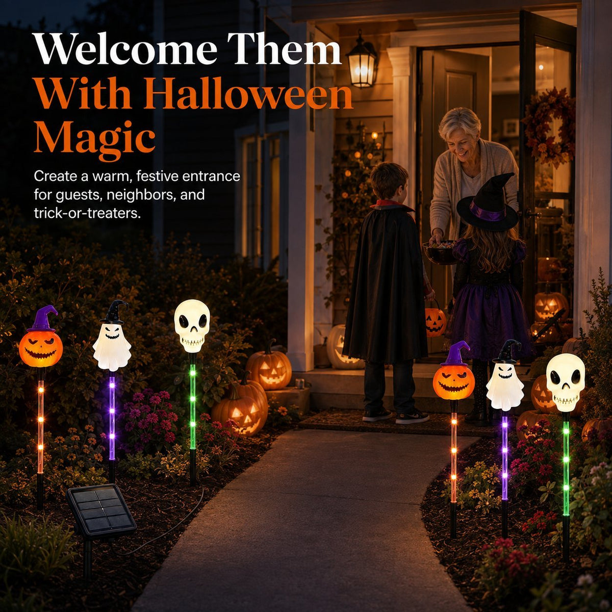 🎃 Halloween Solar Character Pathway Lights – 6-Piece Set
