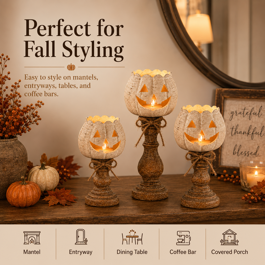 🎁Last Day 50% OFF🔥Rustic White Pumpkin Tealight Candle Holder✨