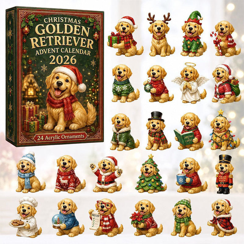 😍🐕24 Days Golden Retriever Acrylic Ornament Advent Calendar