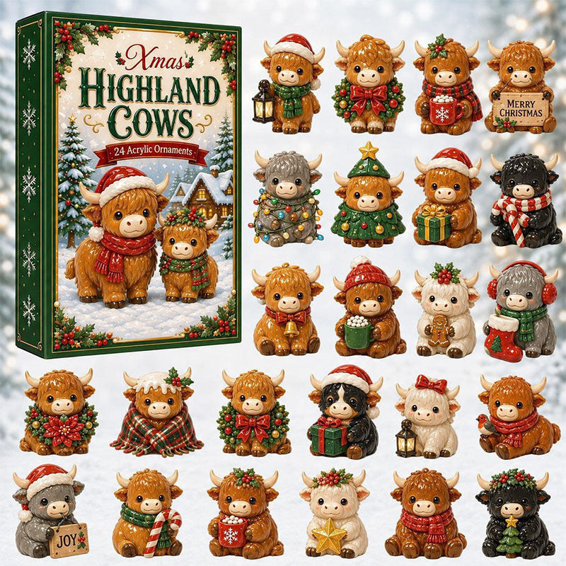 🐮24 Days Highland Cow Acrylic Ornament Advent Calendar