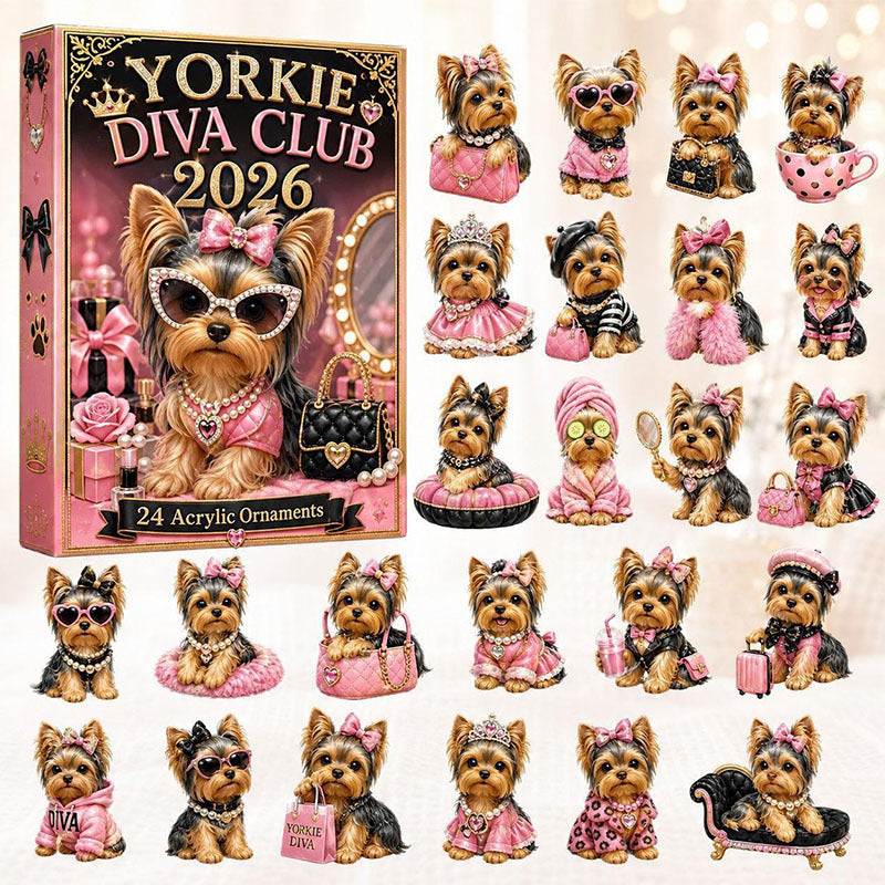 😍🐶24 Days Yorkie Acrylic Ornament Advent Calendar