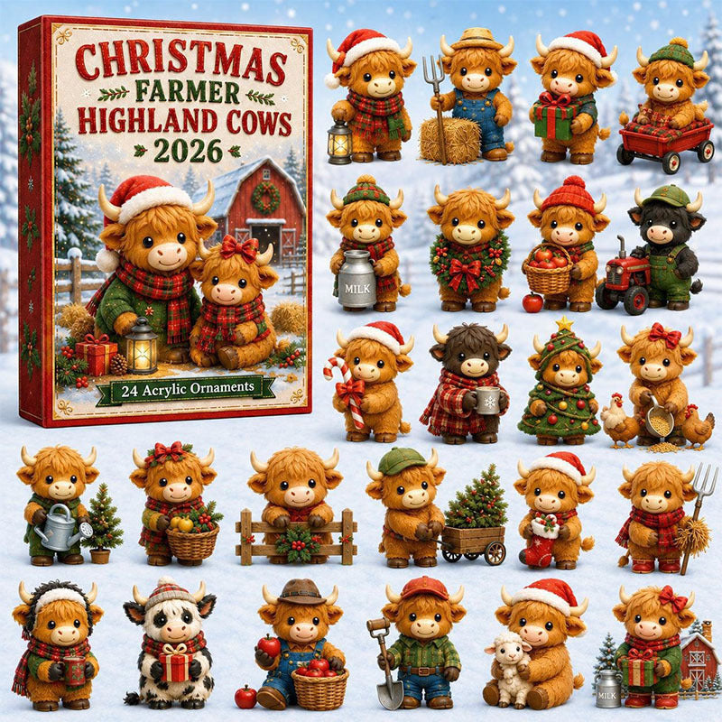 🐮24 Days Highland Cow Acrylic Ornament Advent Calendar