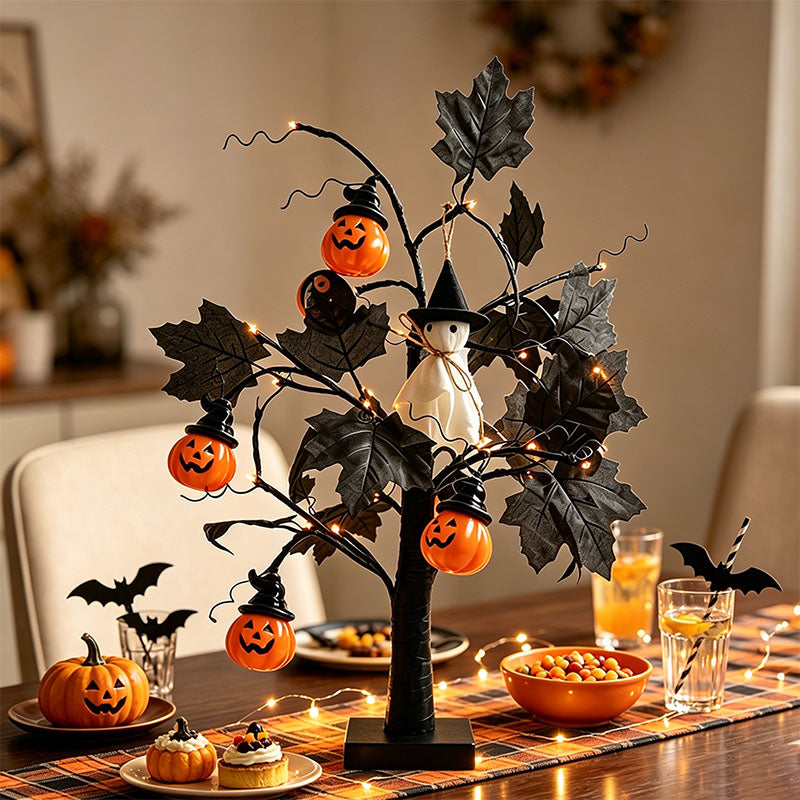 Halloween Coral Branch Pumpkin Ghost Tree Light