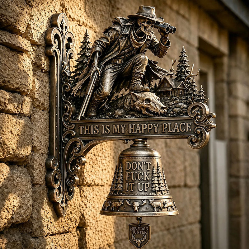 🐉 Skull Dragon Rider Bell – “This Is My Happy Place” Wall Bell