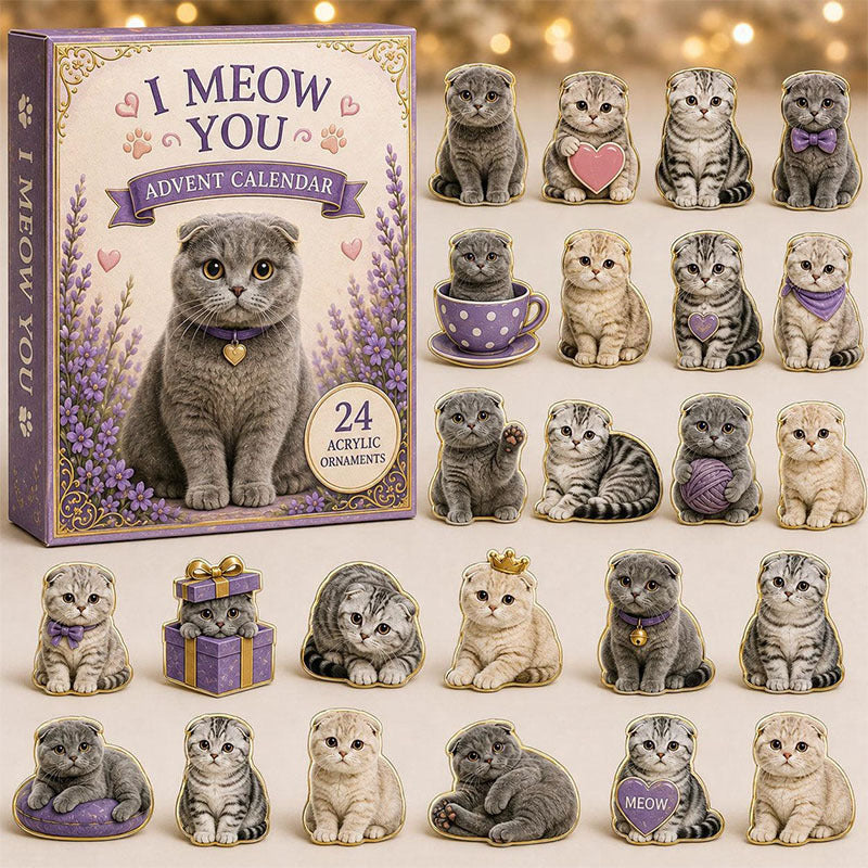🎁🐱24 Days Scottish Fold Cat Acrylic Ornament Advent Calendar