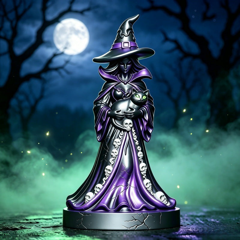 🎁Halloween Light-up Witch and Cat Figurine Ornament