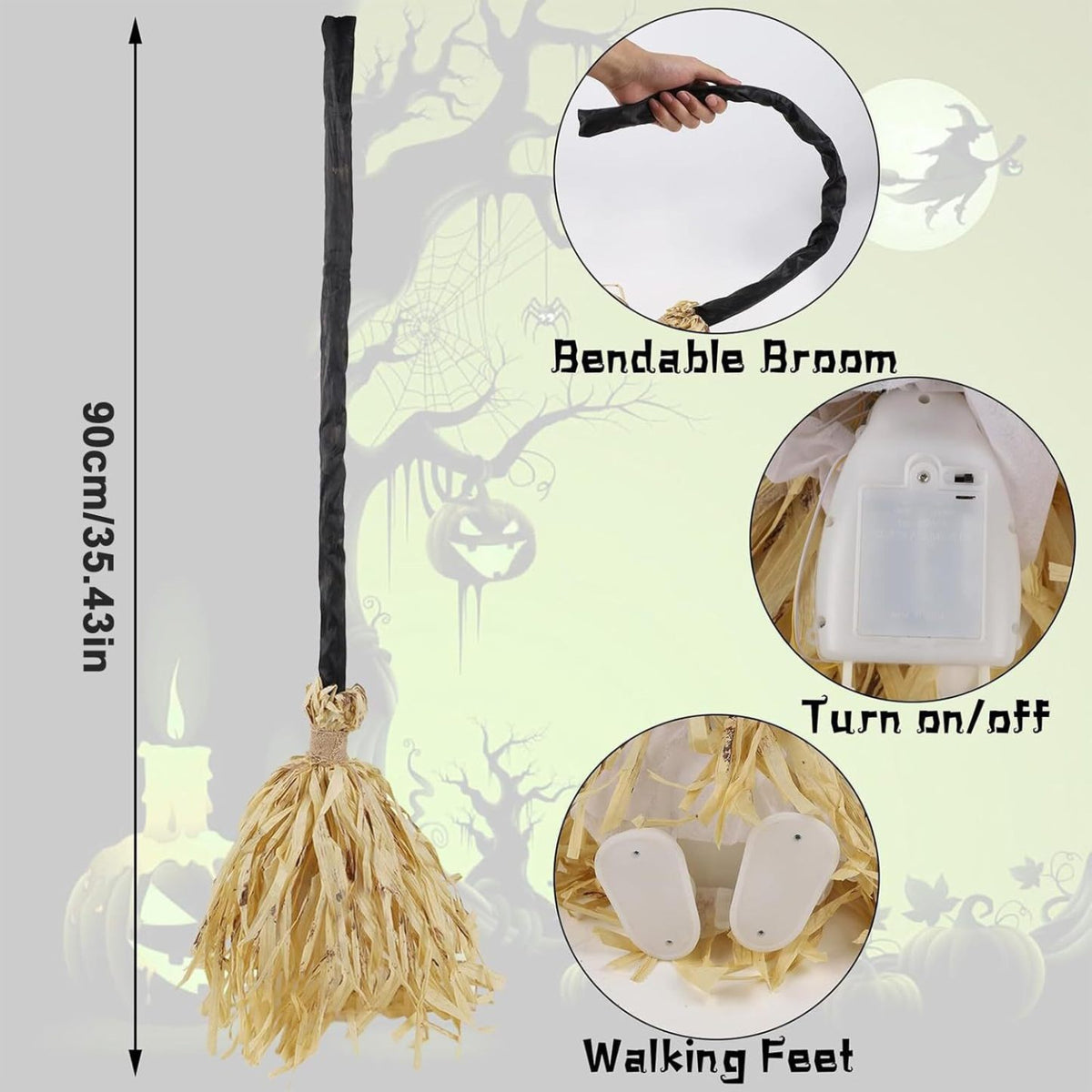 🧹Light-Up Magic Witch's Broom That Moves Automatically And Plays Sound Effects