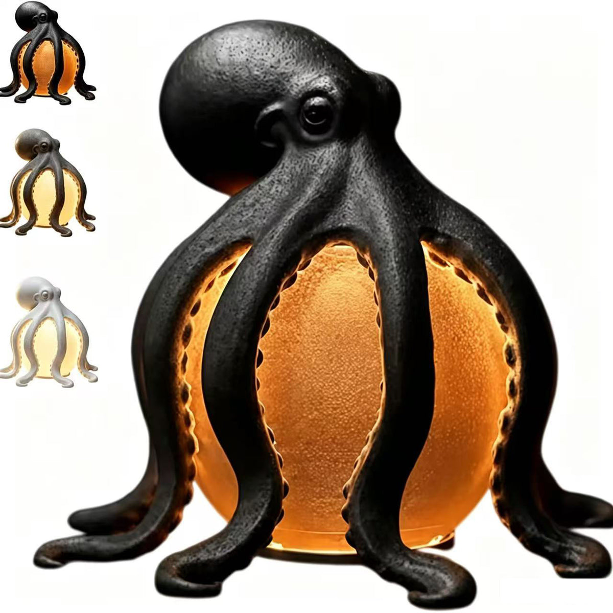🐙Octopus Ocean Decor Table Lamp Nautical Resin LED Bedside Desk Lamp Gift