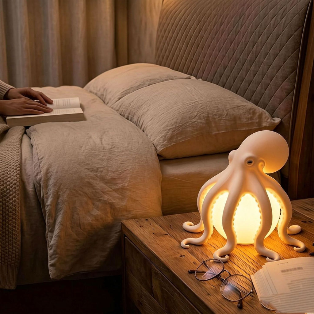 🐙Octopus Ocean Decor Table Lamp Nautical Resin LED Bedside Desk Lamp Gift