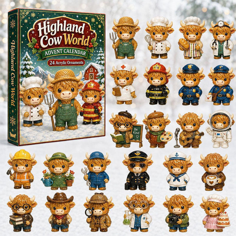 🐮24 Days Highland Cow Acrylic Ornament Advent Calendar