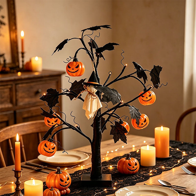 Halloween Coral Branch Pumpkin Ghost Tree Light