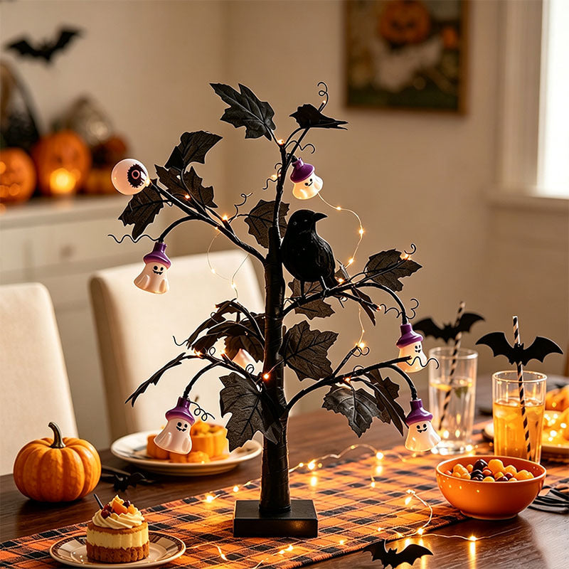 Halloween Coral Branch Pumpkin Ghost Tree Light